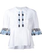 Peter Pilotto Lace Trim Blouse, Women's, Size: 8, White, Cotton/polyamide/spandex/elastane/polyester
