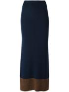 See By Chloé Contrast Hem Knit Skirt, Women's, Size: Medium, Blue, Wool