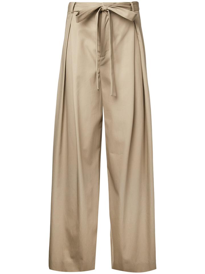 Estnation Pleated High-waisted Trousers, Women's, Size: 38, Brown, Cotton