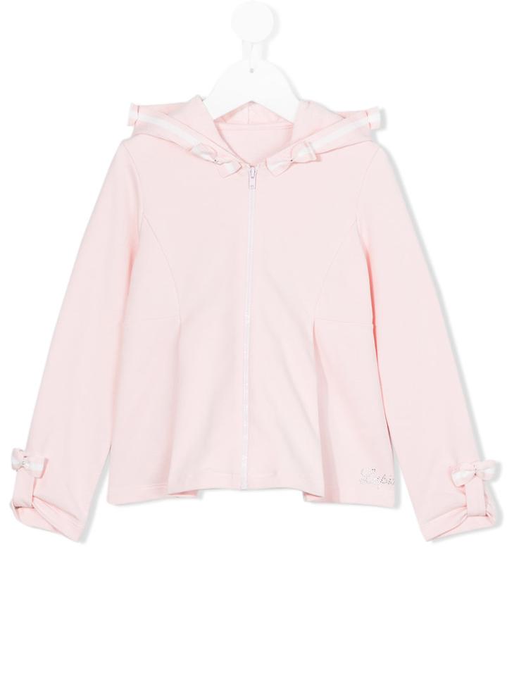 Lapin House - Bow Detail Zip Hoodie - Kids - Cotton/spandex/elastane - 2 Yrs, Pink/purple