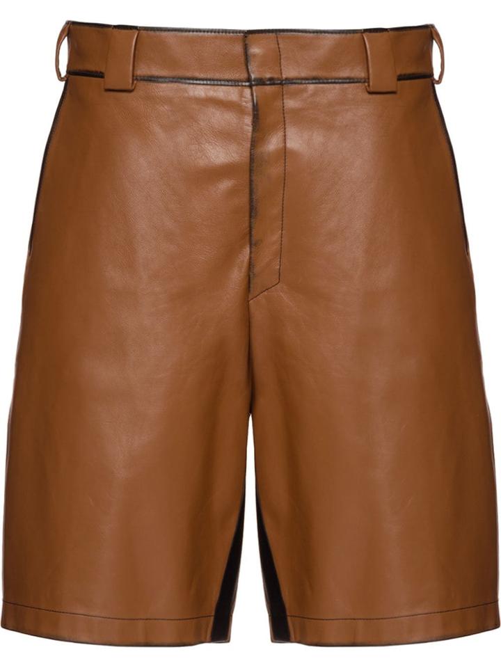 Prada Leather Bermudas - Brown