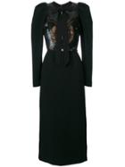 Elie Saab Beaded Bodice Power Shoulder Dress - Black