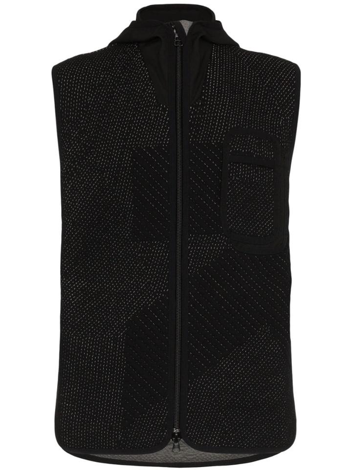 Byborre Stitch Detail Hooded Vest - Black