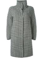 Herno Houndstooth Pattern Coat, Women's, Size: 40, Black, Polyamide/virgin Wool