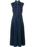 Sara Battaglia Cropped Denim Jumpsuit - Blue