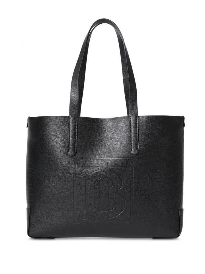 Burberry Embossed Monogram Motif Leather Tote - Black