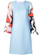 Emilio Pucci Tie Sleeve Printed Dress - Blue
