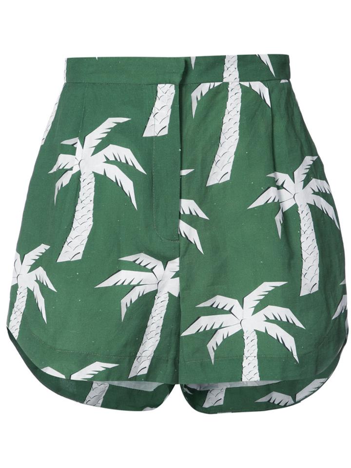 Osklen Osklen X Tarsila Palm Tree Print Shorts - Green