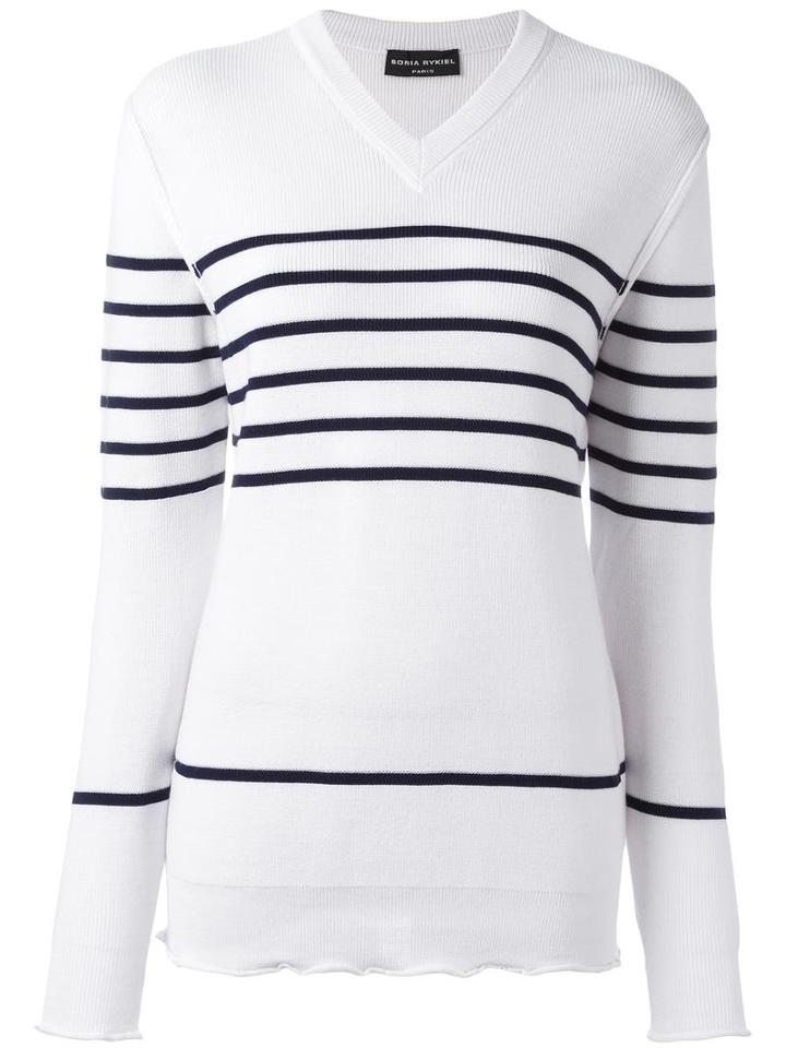 Sonia Rykiel Striped Detailing Pullover, Women's, Size: Small, White, Wool/polypropylene/polyamide