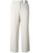 Salvatore Ferragamo - Cropped Tailored Trousers - Women - Linen/flax/viscose - 46, Grey, Linen/flax/viscose