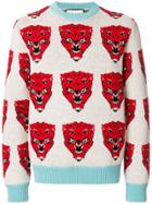 Gucci Tiger Jacquard Knitted Sweater - White
