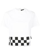 Dsquared2 - Checkboard Cropped T-shirt - Women - Cotton - 38, White, Cotton
