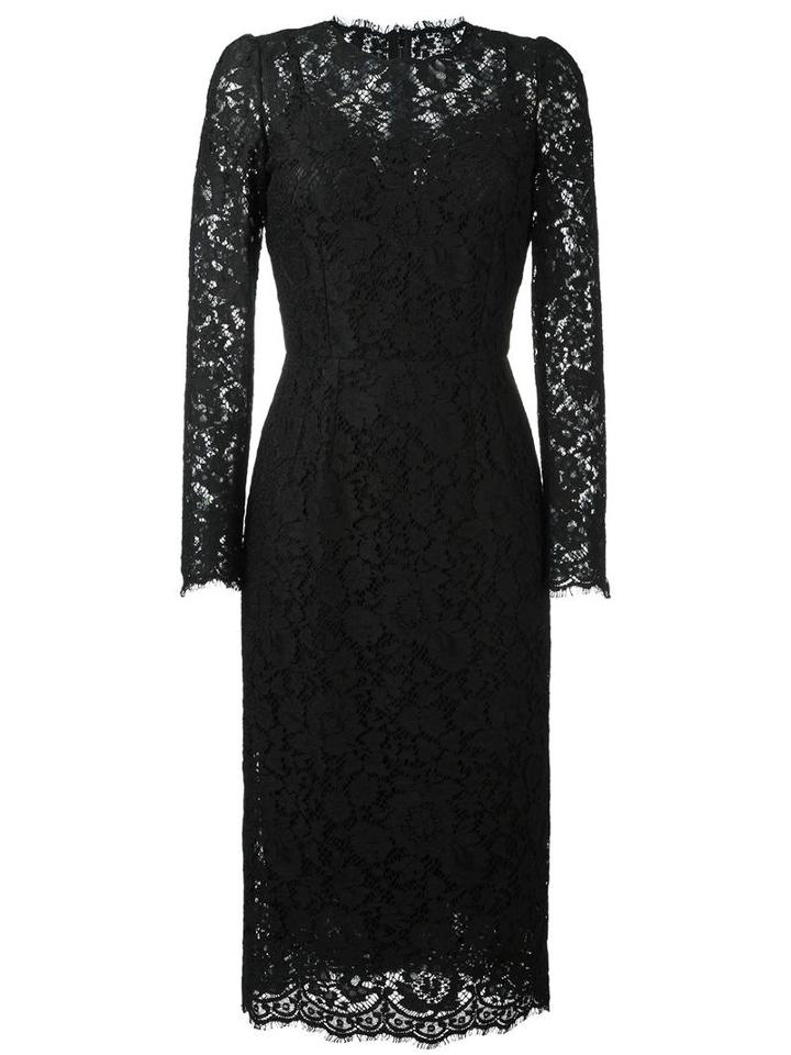 Dolce & Gabbana Lace Fitted Dress, Women's, Size: 42, Black, Polyamide/cotton/viscose/polyamide