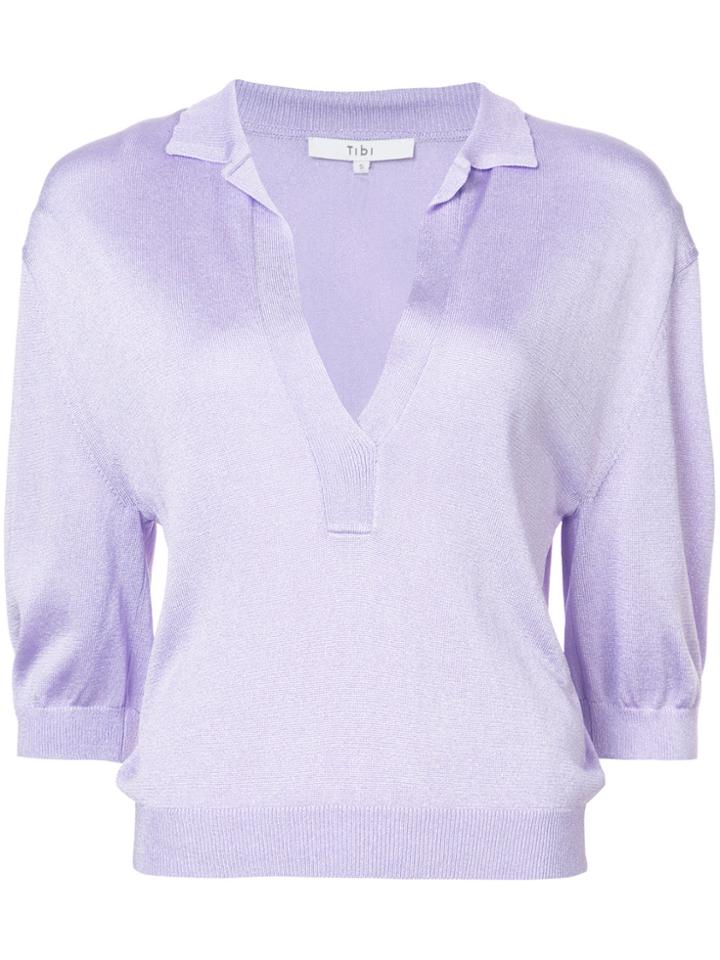 Tibi Knitted Collared Jumper - Pink & Purple