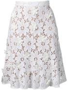 Michael Michael Kors Flower Pattern Lace Skirt - White