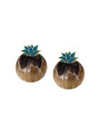 Silhouette Pineapple Earrings, Women's, Brown
