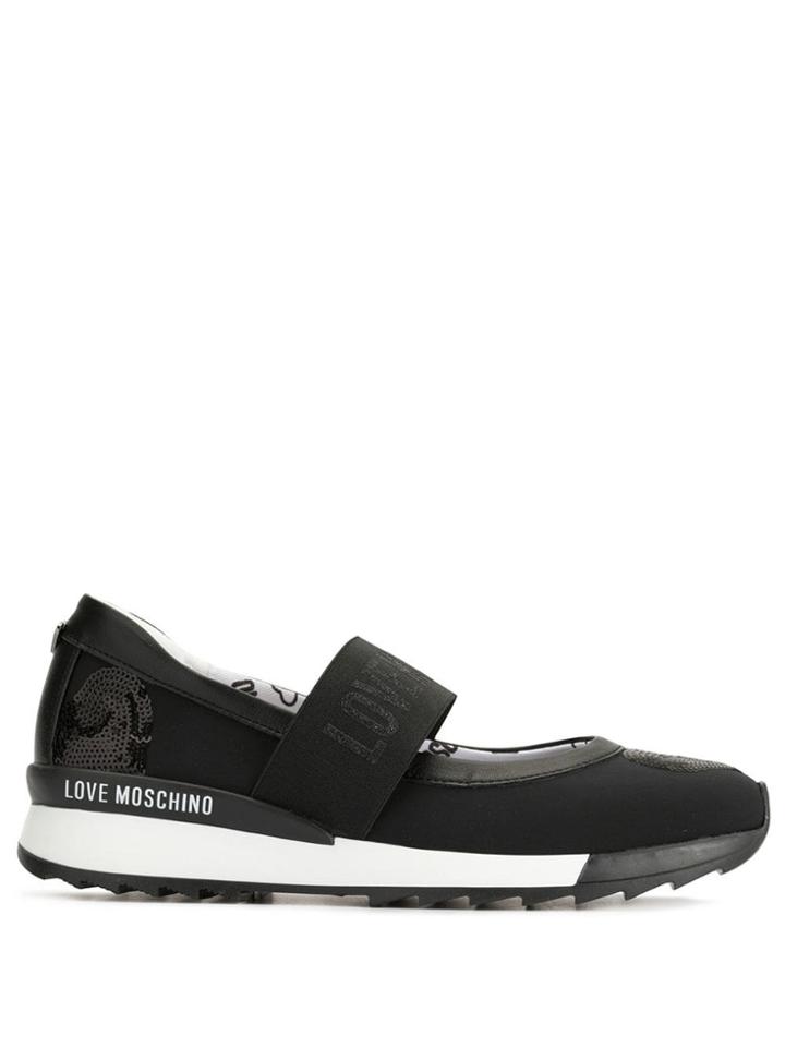 Love Moschino Sequin Embellished Strap Sneakers - Black