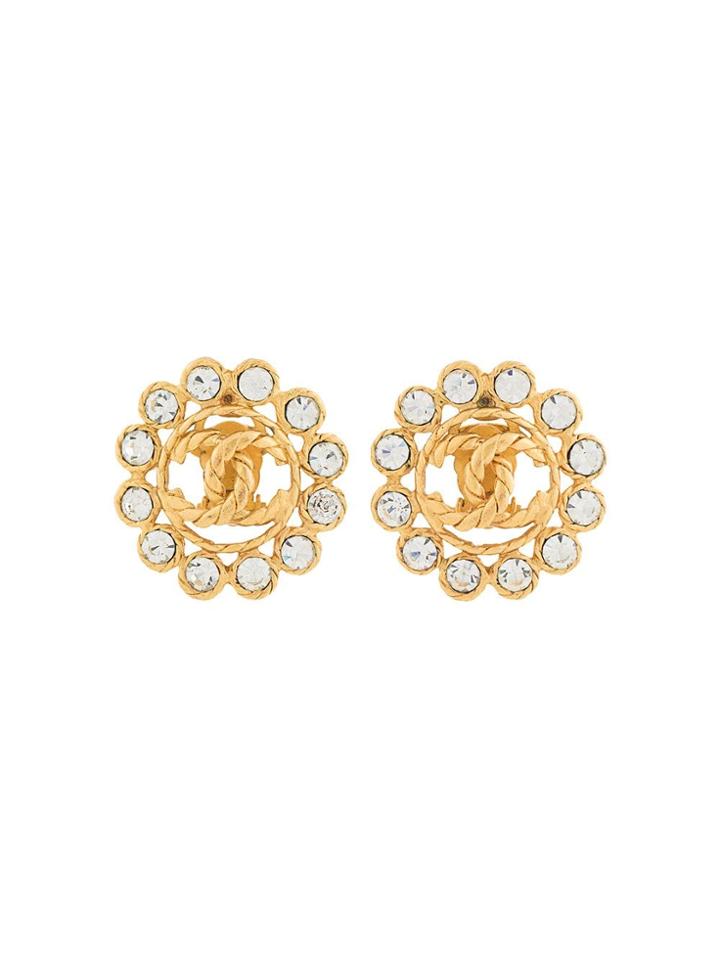 Chanel Vintage Chanel Rhinestone Earrings - Gold