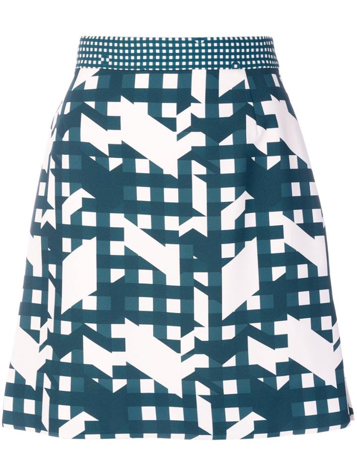 Carven Graphic Print Mini Skirt - Green