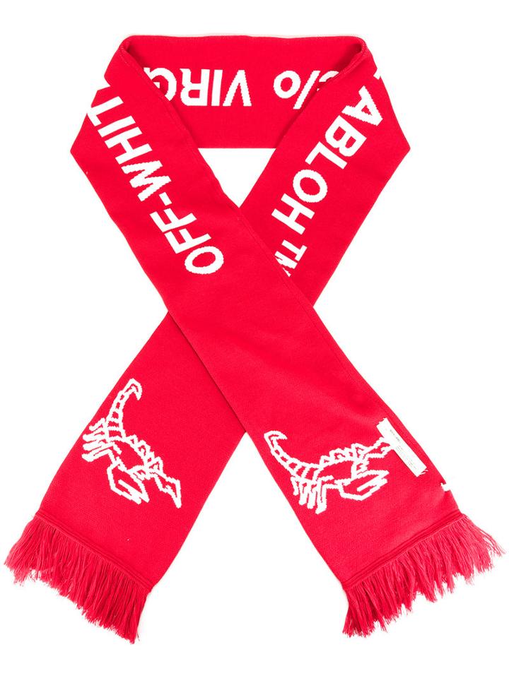 Off-white Scorpion Print Scarf, Men's, Red, Acrylic