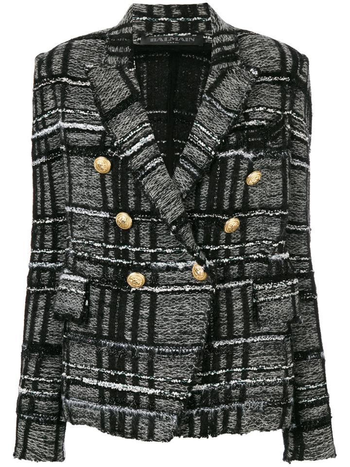 Balmain Check Blazer - Black