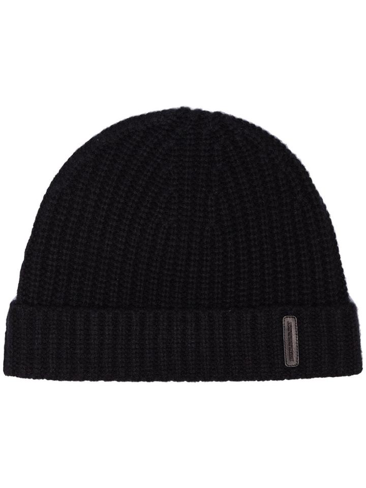 Burberry Fisherman Knitted Cashmere Beanie Hat - Black
