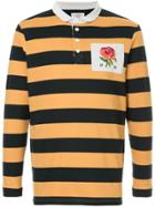Kent & Curwen Striped Polo Shirt With Rose Patch - Black