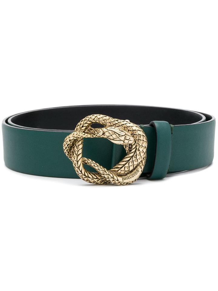 Just Cavalli Serpent Plaque Belt - Green