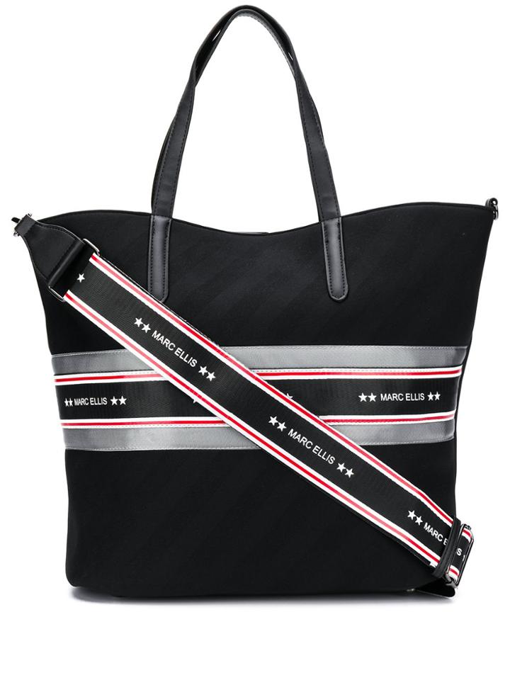 Marc Ellis Striped Logo Tote Bag - Black