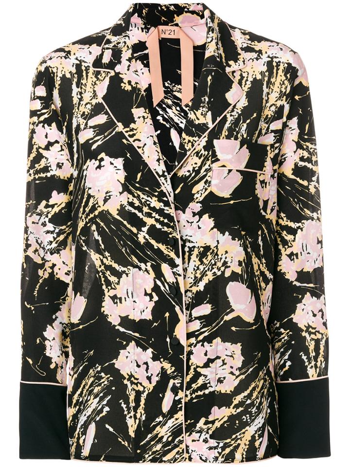 No21 Printed Pyjama Blouse - Black