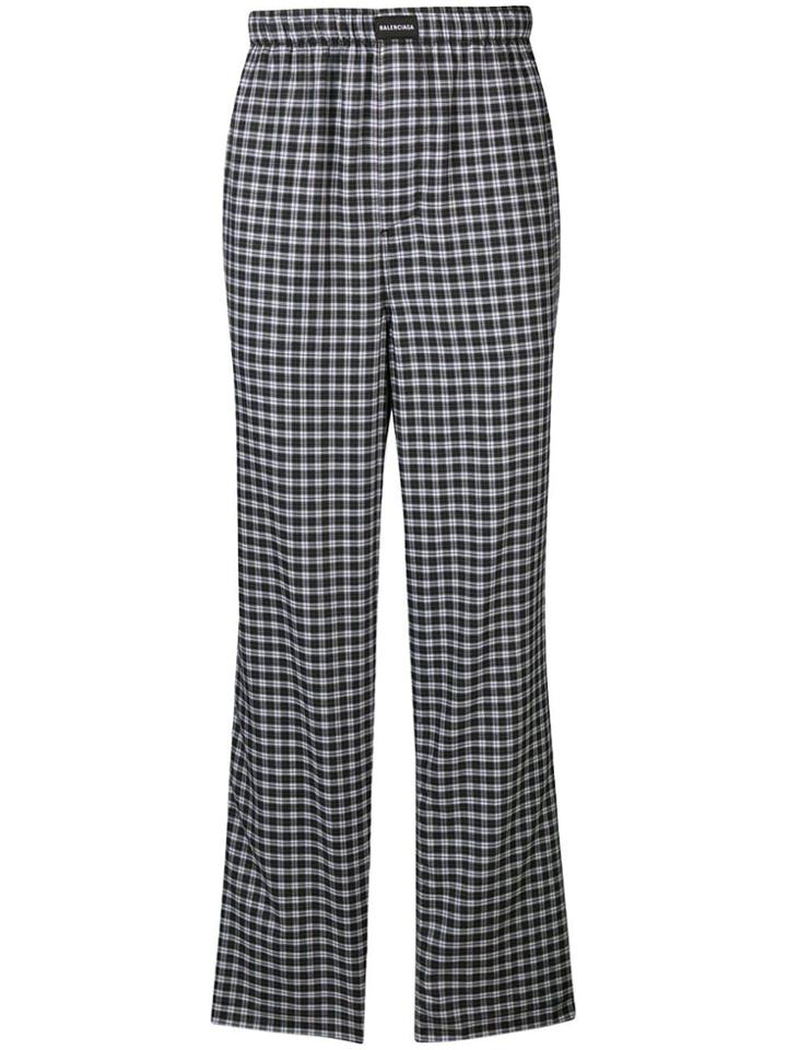 Balenciaga Checked Pyjama Style Trousers - Grey