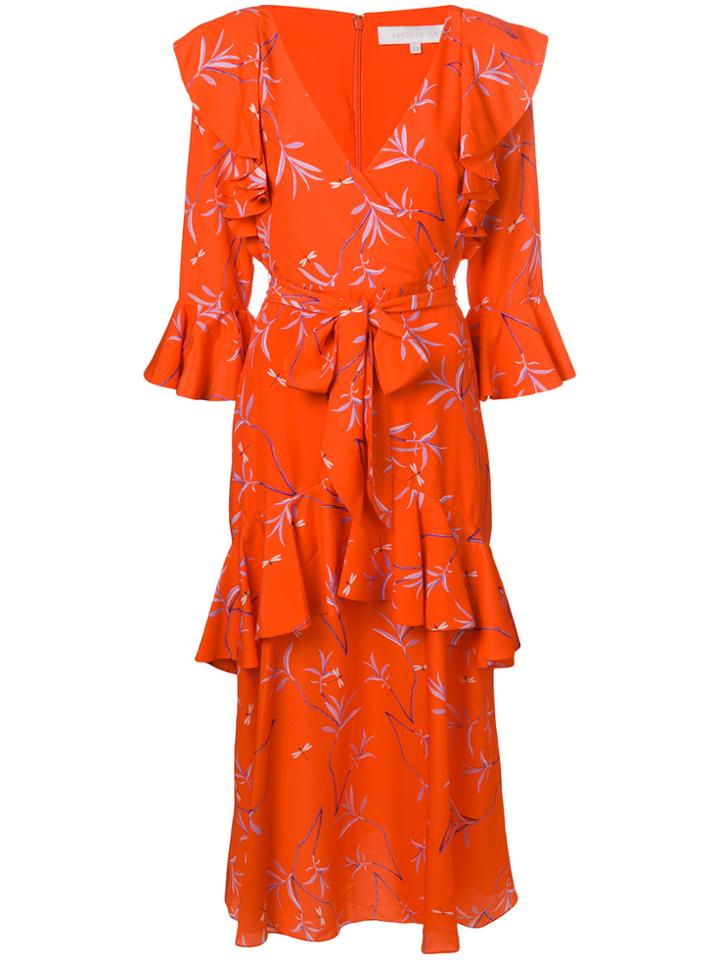 Borgo De Nor Olive Branch Print Ruffle Layer Dress - Red