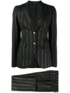 Tagliatore Striped Suit - Black