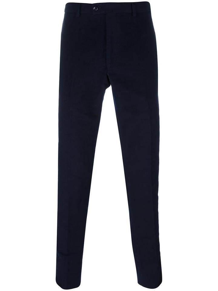 Mp Massimo Piombo Regular Fit Moleskine Trousers, Men's, Size: 56, Blue, Cotton