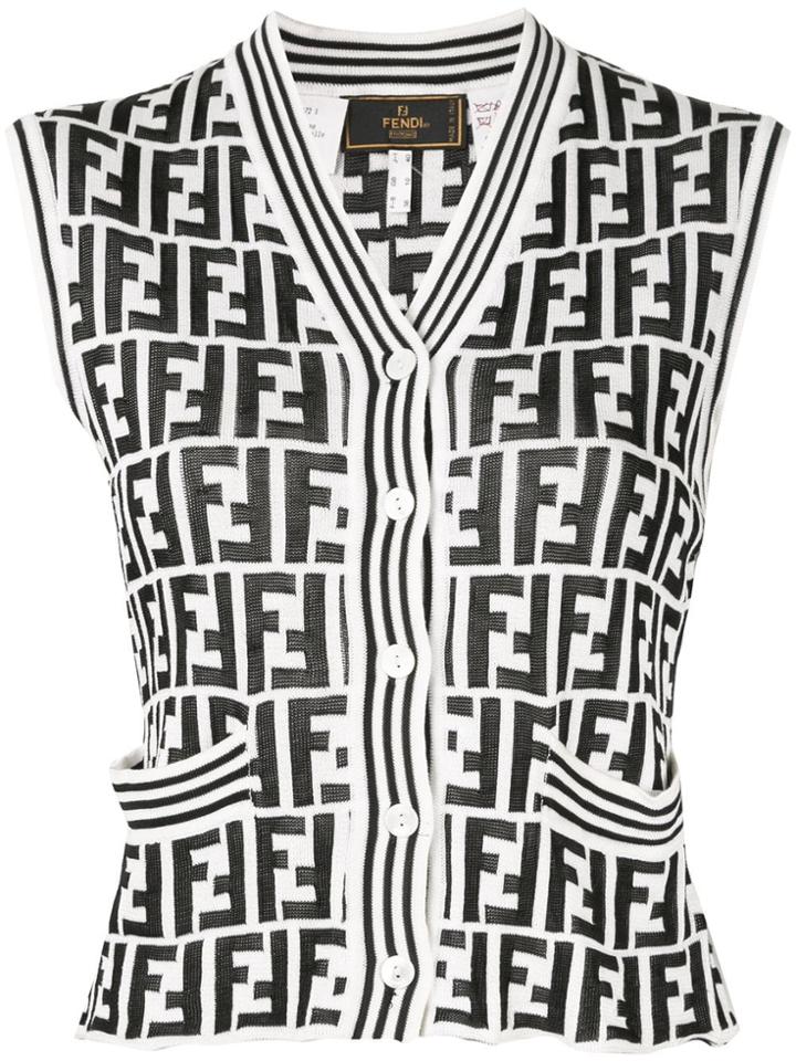 Fendi Vintage Ff Logo Knit Vest - White