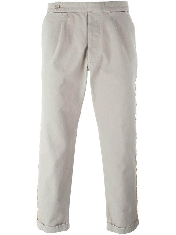 Palm Angels Yellow Striped Straight Trousers - Nude & Neutrals