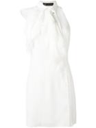 Versace Asymmetric Flounce Dress, Women's, Size: 44, White, Acetate/silk/cotton