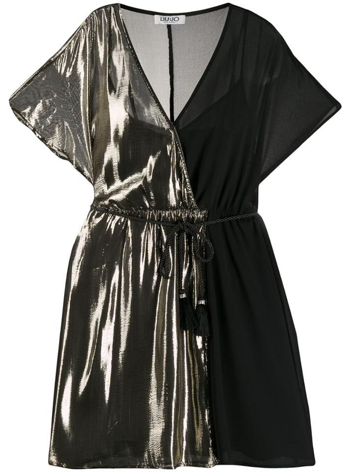 Liu Jo Two-tone Wrap-around Mini Dress - Black