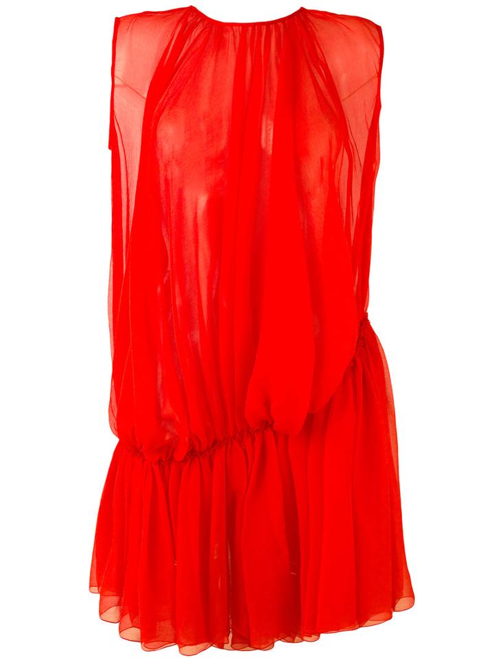 Gianluca Capannolo - Draped Sheer Dress - Women - Silk - 42, Red, Silk