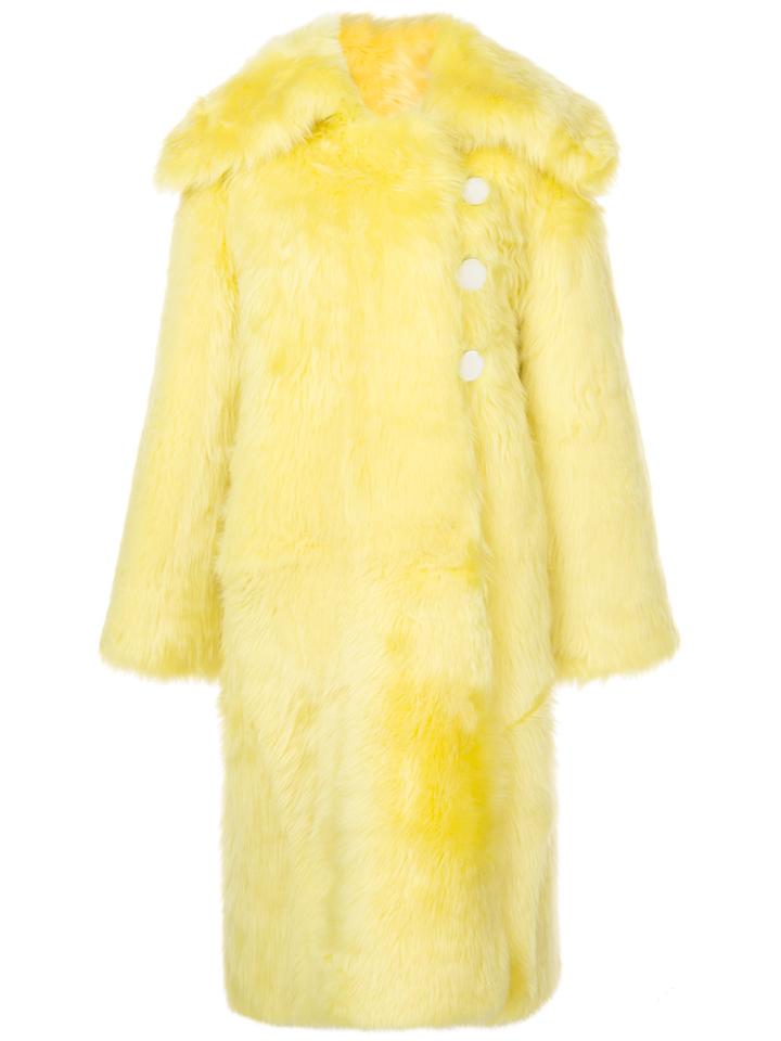 Wanda Nylon Oversized Shearling Coat - Yellow & Orange