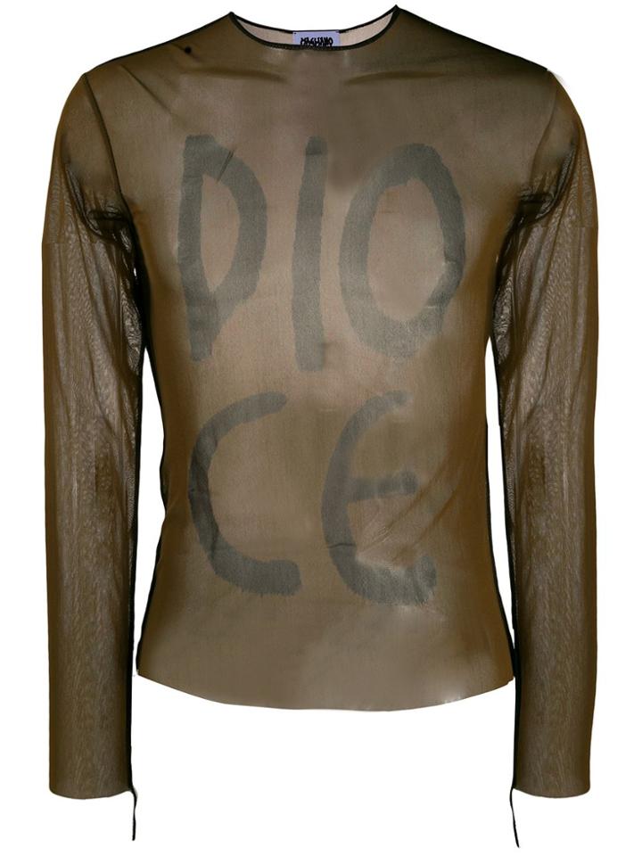 Magliano Sheer Mesh Lettering T-shirt - Green