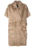 Blancha Button Up Fur Coat - Brown