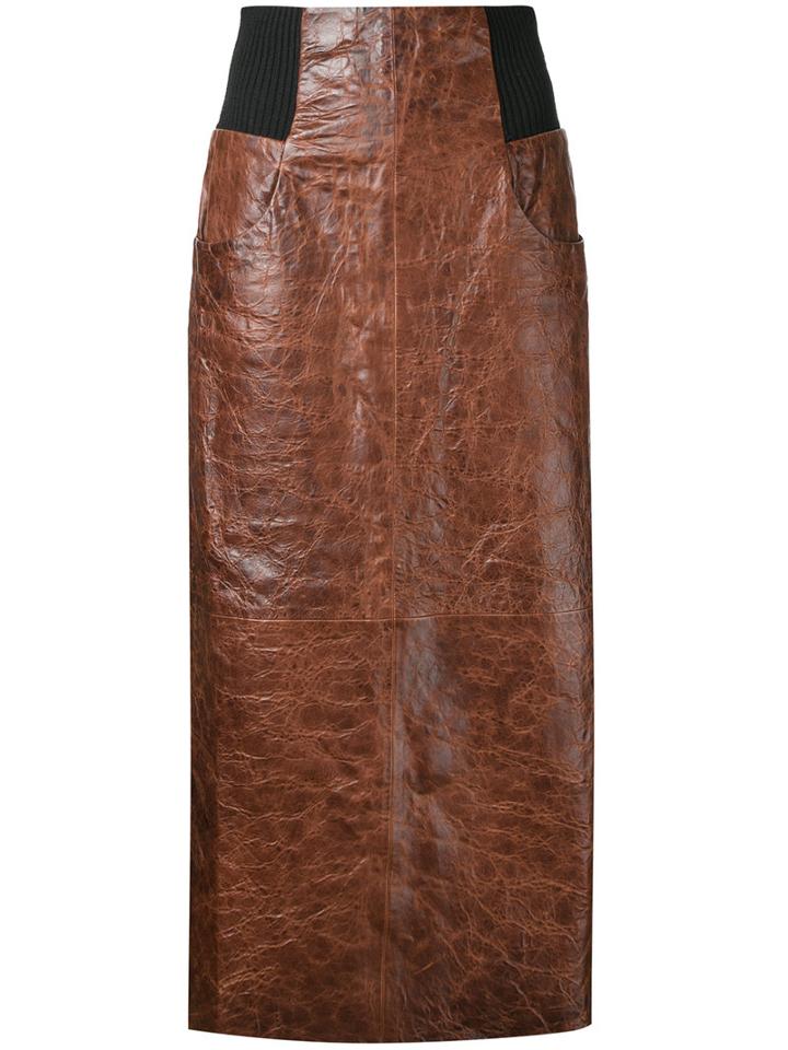Kitx Maxi Leather Skirt, Women's, Size: 6, Brown, Leather