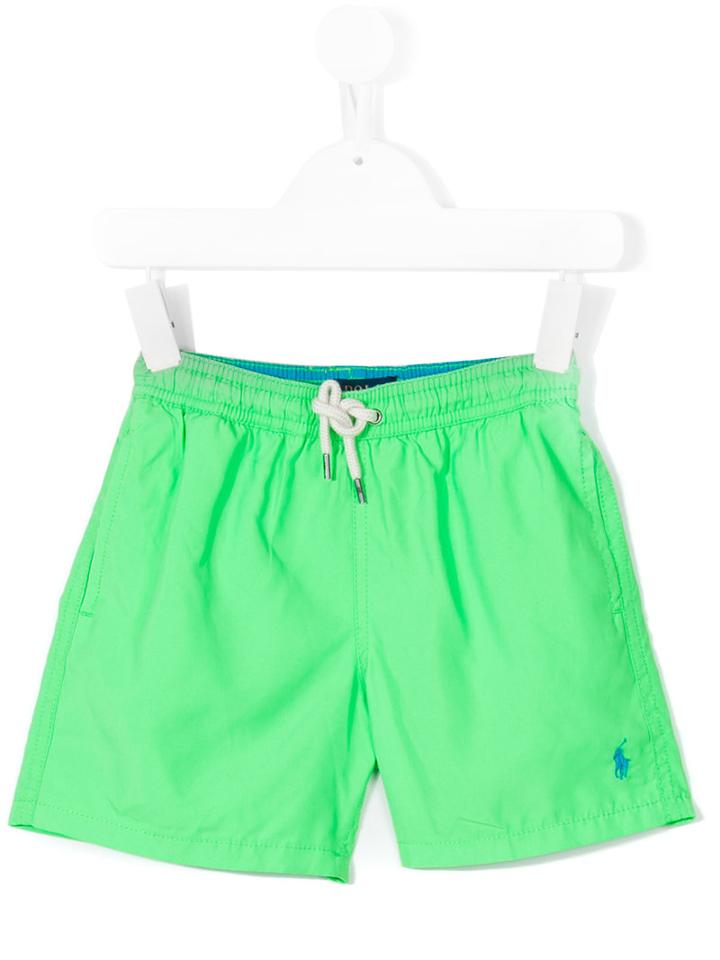 Embroidered Logo Swim Shorts - Kids - Polyester - 10 Yrs, Green, Ralph Lauren Kids
