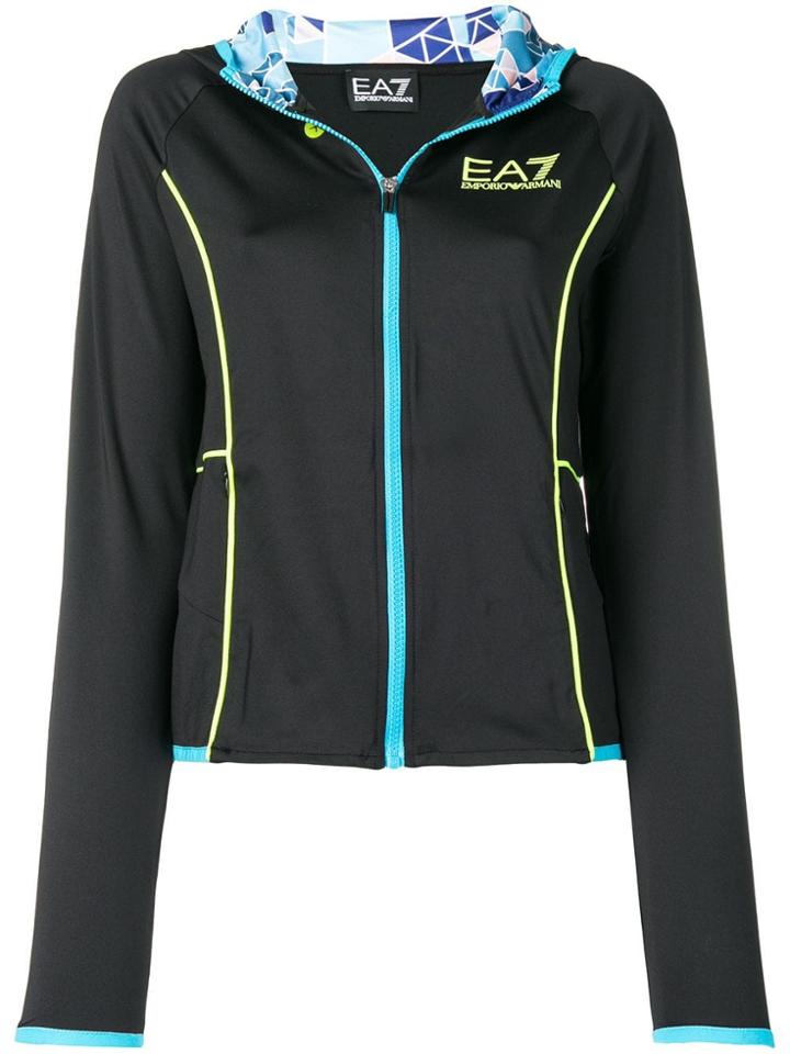 Ea7 Emporio Armani Hooded Zipped Cardigan - Black