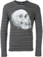Alexander Mcqueen Striped Skull Print Sweatshirt, Men's, Size: Medium, Black, Cotton
