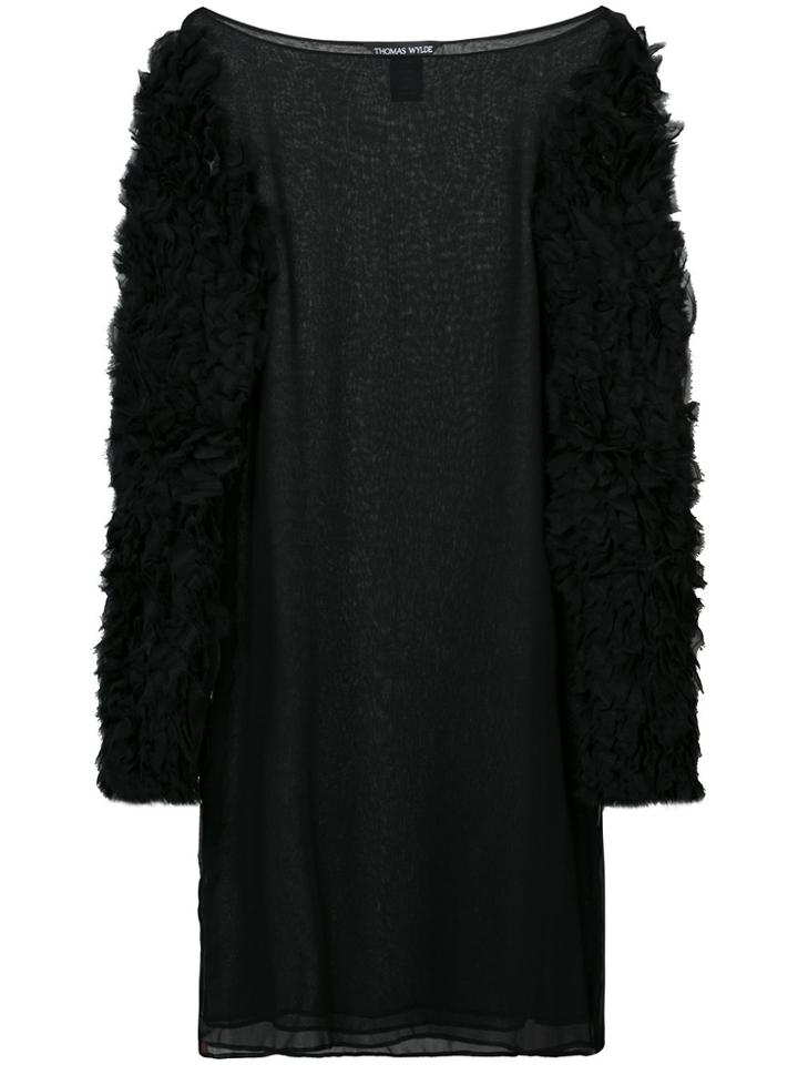 Thomas Wylde Ruffled Sleeves Mini Dress - Black