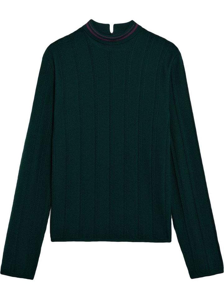 Mackintosh 0003 Green & Burgundy Cotton Blend 0003 V-neck Sweater