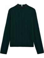 Mackintosh 0003 Green & Burgundy Cotton Blend 0003 V-neck Sweater