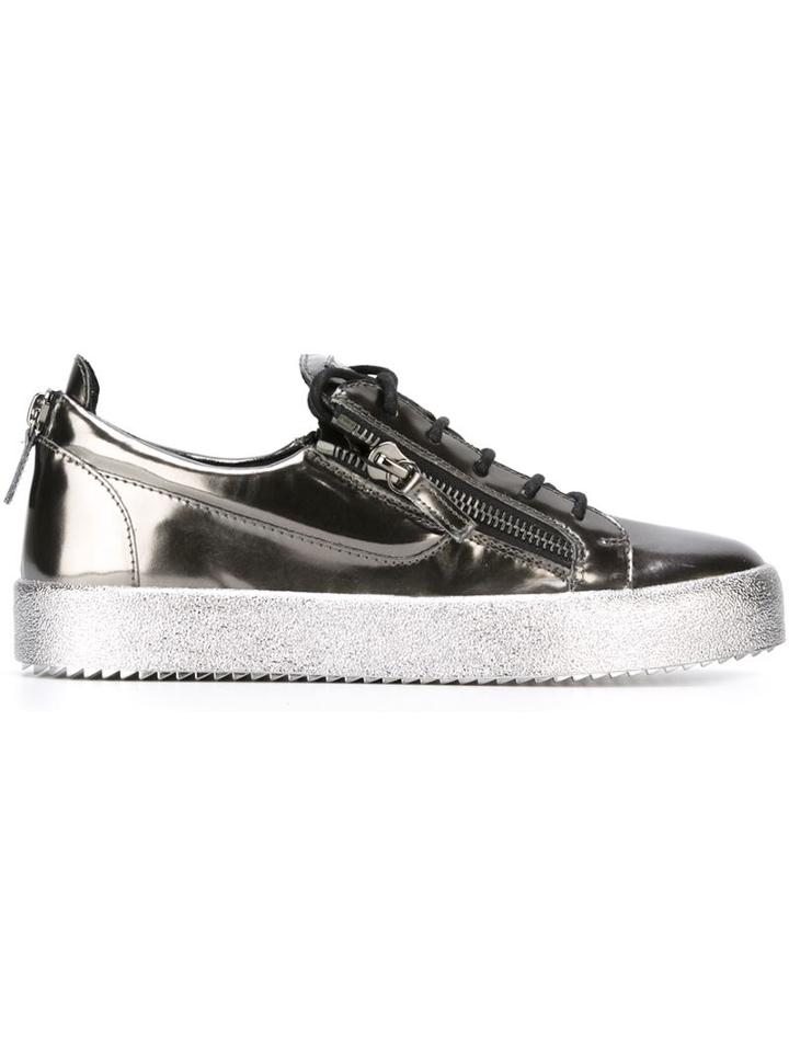 Giuseppe Zanotti Design Vegas Low-top Sneakers, Men's, Size: 40, Grey, Patent Leather/leather/rubber